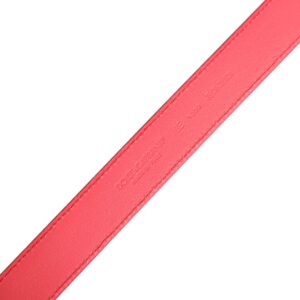 Pink Lambskin Leather Silver Metal Buckle Belt