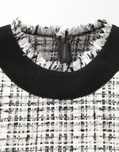 Black White Tweed Sheath A-line Midi Dress