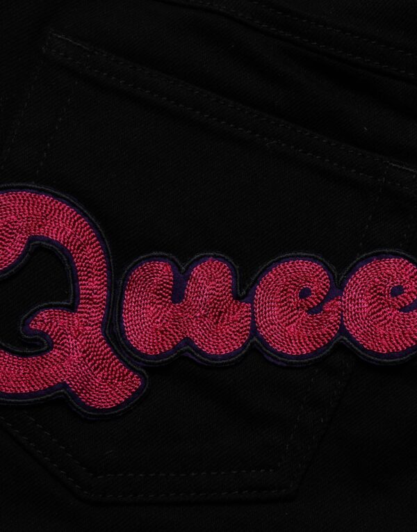 Black Queen Embroidery PRETTY Denim Jeans