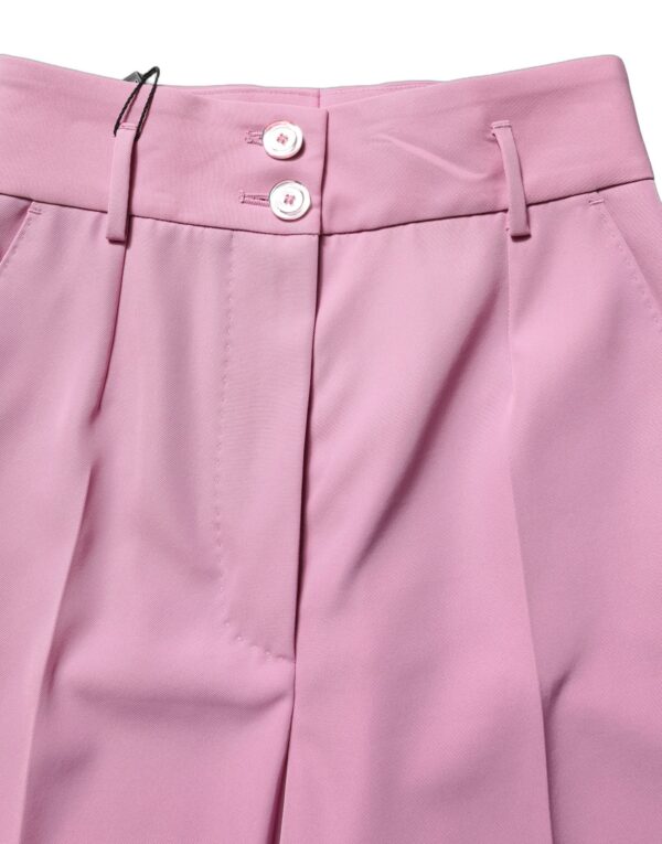Pink High Waisted Polyester Trouser Pants