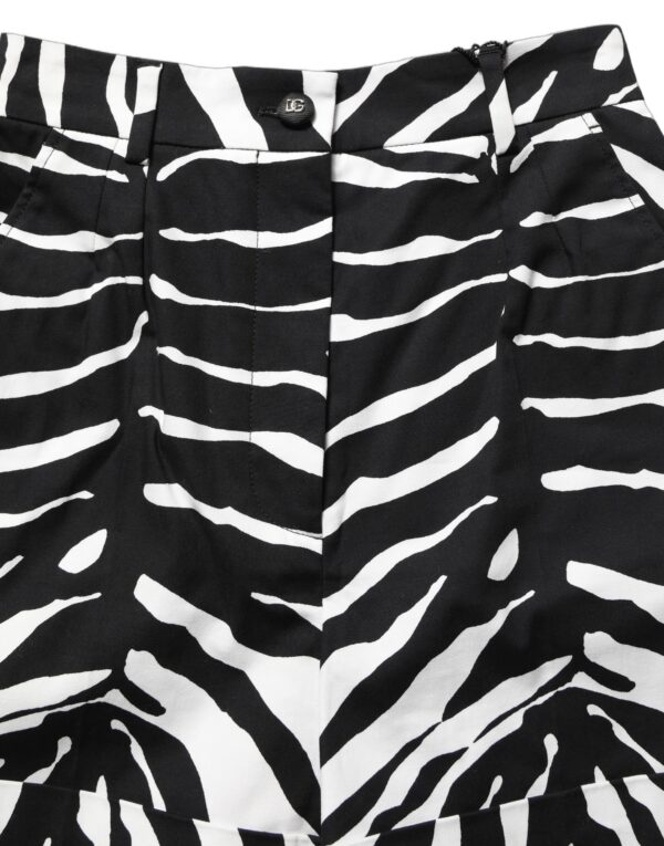 Black White Zebra Print Cotton High Waist Shorts