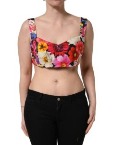 Multicolor Floral Cropped Bustier Tank Top