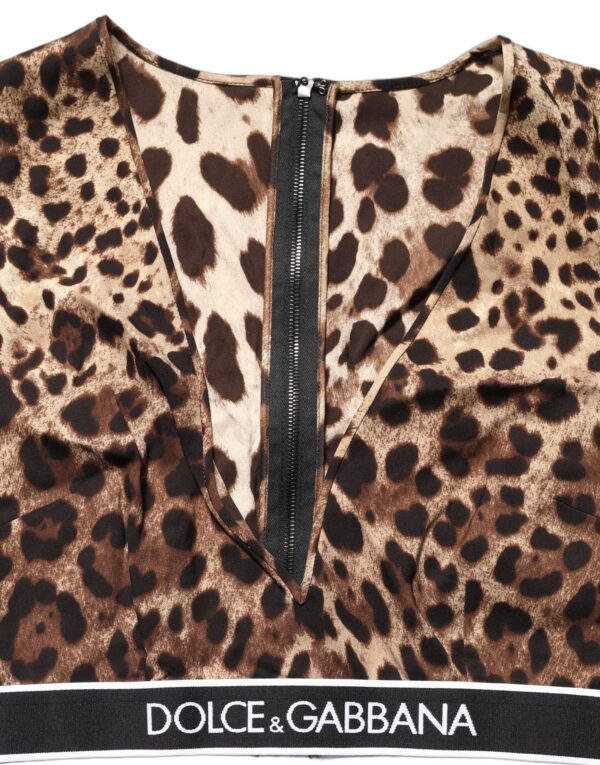 Brown Leopard Print Cropped Silk Tank Top