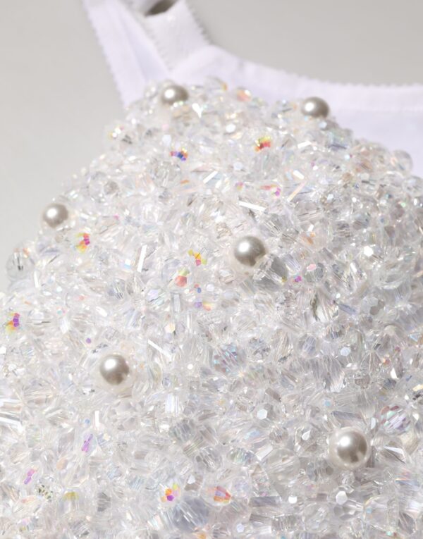 White Pearls Beaded Corset Bustier Crop Top