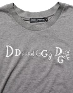Gray Logo Embroidery Short Sleeve T-shirt