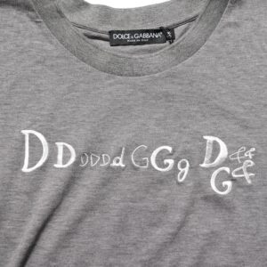 Gray Logo Embroidery Short Sleeve T-shirt