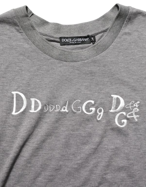 Gray Logo Embroidery Short Sleeve T-shirt