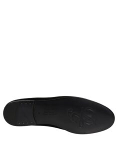 Black Satin Logo Slip On Flats Loafers Shoes