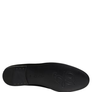 Black Satin Logo Slip On Flats Loafers Shoes