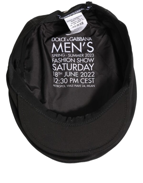 Men Black Cotton Stretch Newsboy Cloth Capello Hat