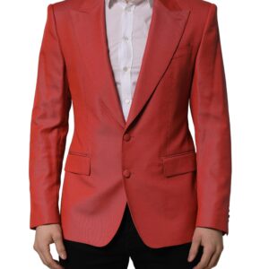 Red Wool Single Breasted Men Blazer Jacket