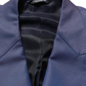 Blue Wool Double Breasted Men Blazer Jacket
