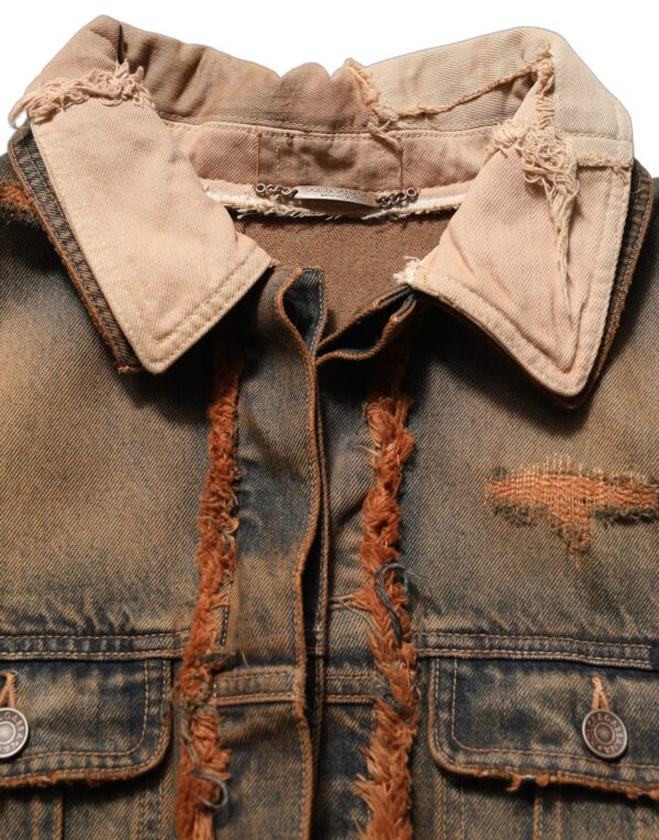 Multicolor Raw Cut Panelled Denim Men Jacket