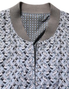 Light Blue Cotton Car Print Bomber Jacket