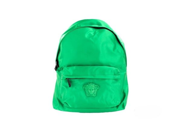 Versace Large Bright Green Nylon Fabric Medusa Shoulder Backpack Bookbag