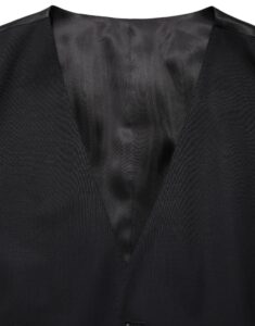 Black Wool Single Breasted Waistcoat Vest