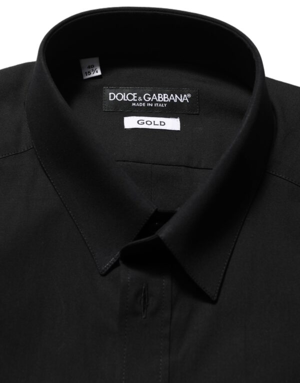 Black Cotton Stretch GOLD Fit Dress Shirt