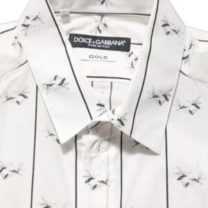 White Bee Print Cotton GOLD Fit Dress Shirt