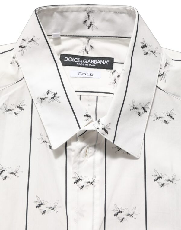 White Bee Print Cotton GOLD Fit Dress Shirt