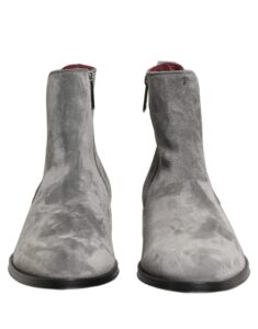 Gray Suede Leather Chelsea Boots Shoes