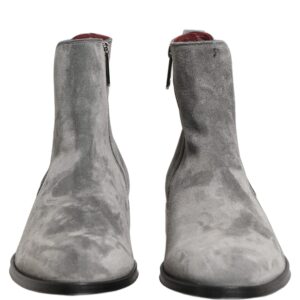 Gray Suede Leather Chelsea Boots Shoes
