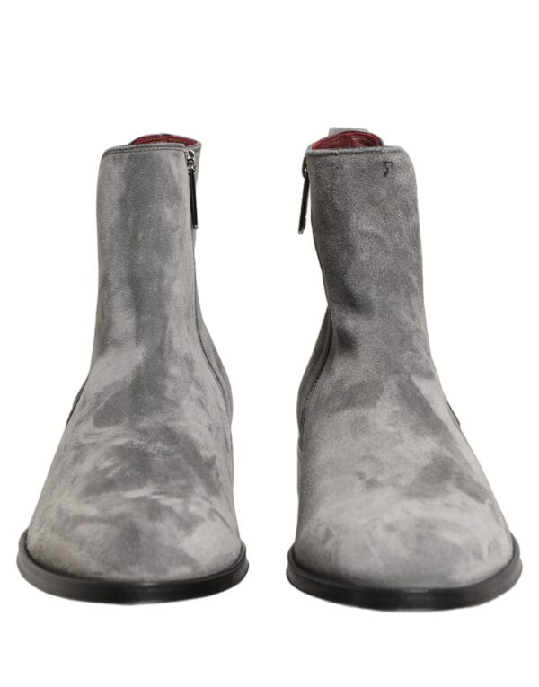 Gray Suede Leather Chelsea Boots Shoes