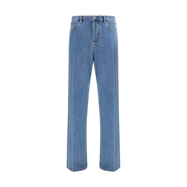 Blue Cotton Straight-Leg Jeans