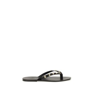 Black Calf Leather Bos Taurus Flip-Flop Sandals