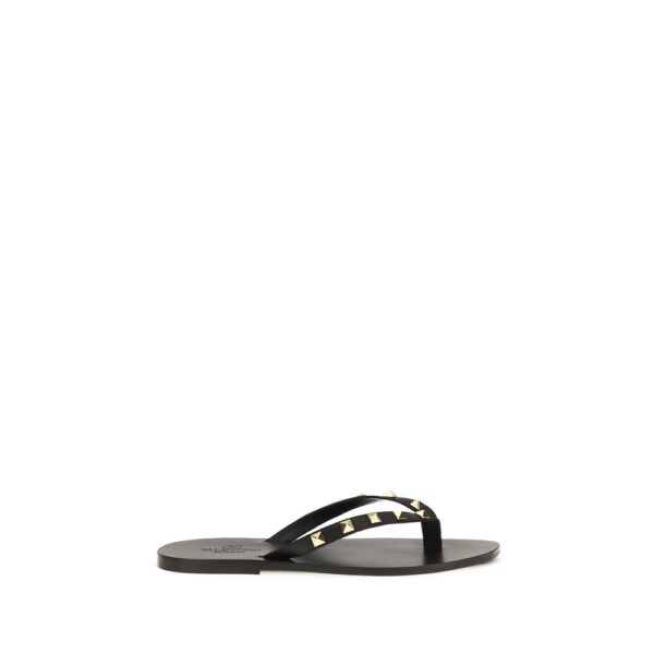 Black Calf Leather Bos Taurus Flip-Flop Sandals