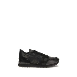 Black Polyester Athletic Sneakers