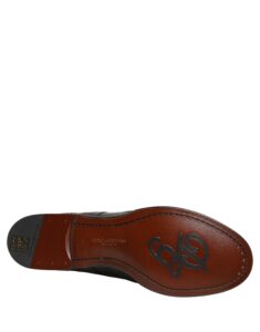 Black Embroidered Leather Derby Dress Shoes