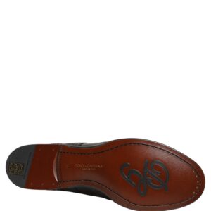 Black Embroidered Leather Derby Dress Shoes