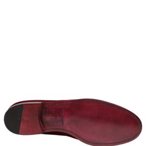 Maroon Velvet Slip On Men Dress Loafers Shoes