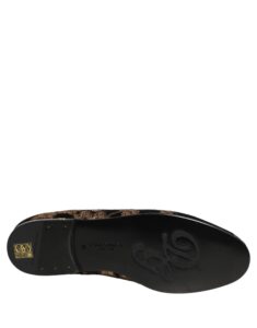 Black Floral Jacquard Dress Loafers Shoes