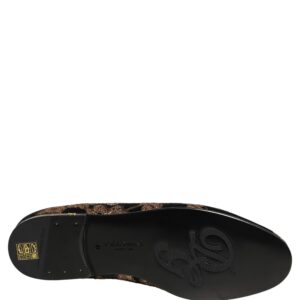 Black Floral Jacquard Dress Loafers Shoes