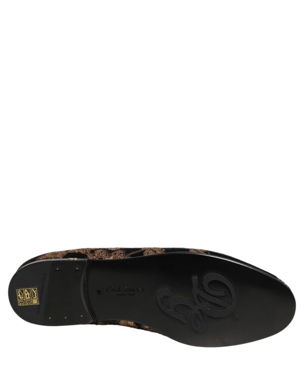 Black Floral Jacquard Dress Loafers Shoes