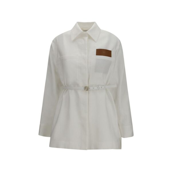 White Linen Full-Length Jacket