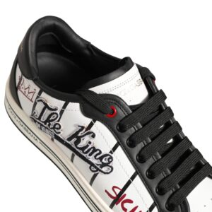 White Black DG Logo King Patch Low-Top Sneaker Shoes