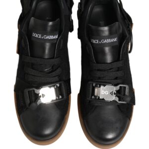 Black Leather Low Trainers Men Sneakers Shoes
