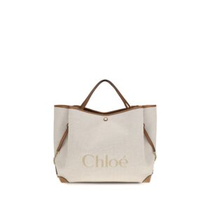 Beige Cotton Shoulder Bag