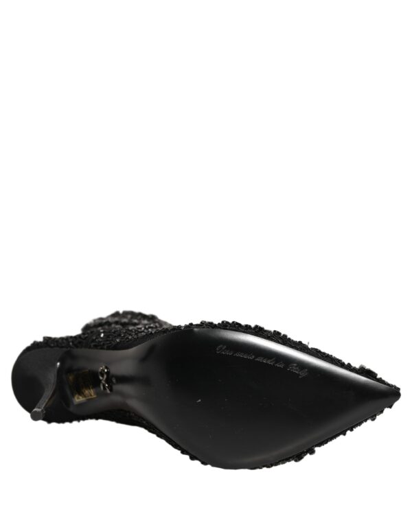 Black Embellished Mesh Ankle Boots Shoes