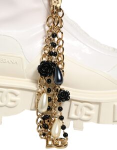 White Leather Rubber Logo Ankle Boots Shoes