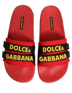 Red Neoprene Slides Flats Beachwear Shoes