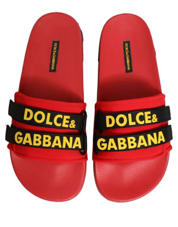 Red Neoprene Slides Flats Beachwear Shoes