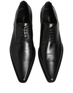 Black Leather Lace Up Derby Dress Shoes