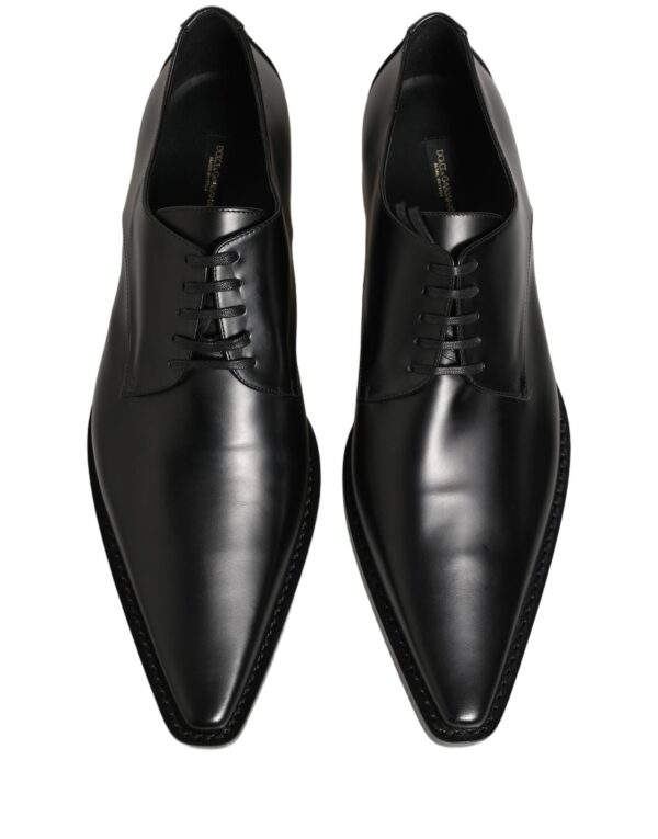 Black Leather Lace Up Derby Dress Shoes