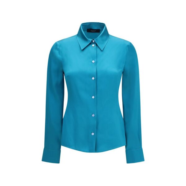 Blue Silk Dress Shirt