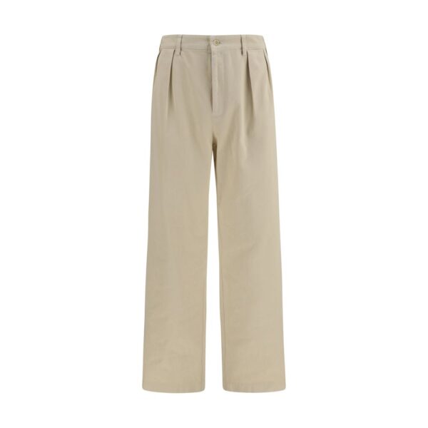 Beige Cotton Casual Pants