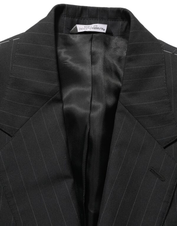 Dark Gray Stripes Wool Single Breasted Blazer