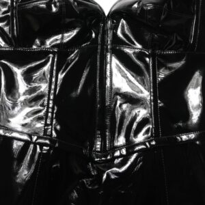 Black Patent Leather Corset Style Mini Dress